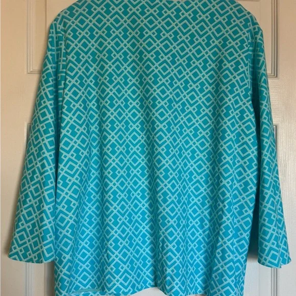 Jude Connally Turquoise Geometric Print Top - Picture 2 of 6